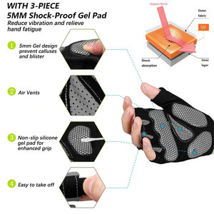 Gants de cyclisme pour hommes au design moderne, demi-doigts, respirants, avec sangle de poignet réglable, tissu extensible, absorbant la transpiration, pour l'entraînement/la salle de sport - Product Image 3