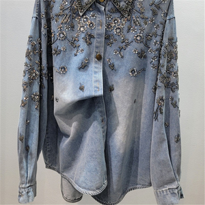 Chemises en jean pour femmes, manches longues, coupe classique, style vintage décontracté, été, séchage rapide, respirant, streetwear de haute qualité - Product Image 4