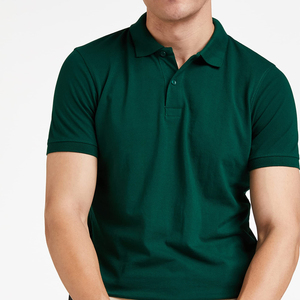 Polo de Manga Corta para Hombre, Color Verde Oscuro, Algodón Piqué, Corte Regular, Diseño Tejido Antiarrugas, Color Sólido, Estilo Casual - Product Image 5