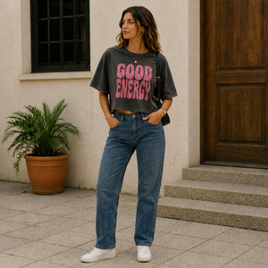 Camiseta Personalizada para Mujer, 100% Algodón, Corte Regular, Estampado y Bordado, Cuello Redondo, Hombros Caídos, Tejido Jersey Sencillo, Transpirable, Ropa de Verano - Product Image 3