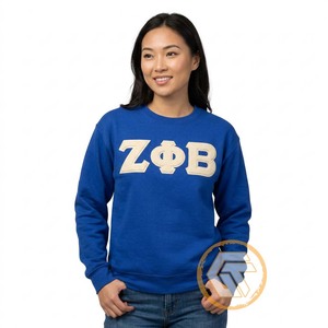 TREASURES GREECS Vente en gros Personnalisé Hiver Brodé Solide Zeta Phi Beta Sorority Vêtements Décontractés Femme Coton Polaire Col Rond - Product Image 1