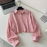 Blusas Casuales de Manga Larga con Cuello Camisero para Otoño, Camisas a Rayas para Mujer, Tops Casuales para Dama, Ropa al por Mayor para Mujer