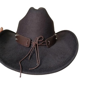 หมวกคาวบอยแจ๊สชายและหญิงแบบปรับได้หมวกปีกกว้างทำจากหนัง - Product Image 2