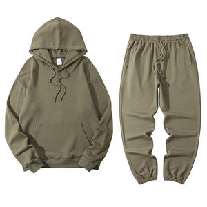 Custom Logo Oversized Cotton Tracksuit Men Heavyweight Hoodie Sweatpants <b>Jogging</b> Suit Fleece Warm Hoodie Set Winter - Product Image 2