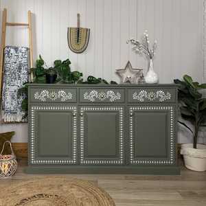 <b>Handmade</b> Flower Design Bone Inlay Dresser Kids Fabric Metal Storage Drawers Bedroom Living Room Bed Side Table <b>Clothes</b> Shoes - Product Image 4