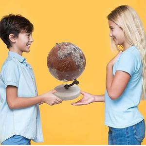 Globo terráqueo clásico marrón multicolor con base de mármol blanco, elegante decoración para el hogar y la mesa de estudio. - Product Image 3