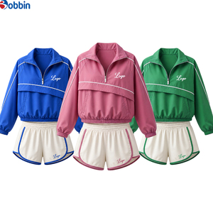 Conjunto Deportivo de 2 Piezas para Mujer Estilo Hip Hop, Chaqueta Azul con Capucha y Cierre Frontal con Bolsillos, Pantalones Cortos de Secado Rápido, Corte Holgado, Ropa de Primavera/Verano - Product Image 6