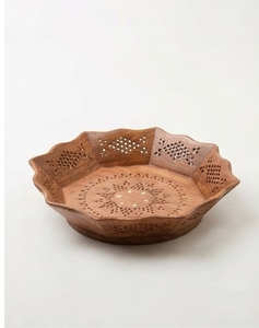Tazón de Madera de Mango Hecho a Mano, Ecológico, con Diseño Tallado Tradicional Chino, Apto para Lavavajillas, para Servir Alimentos y Regalos - Product Image 1