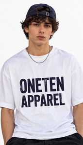 T-shirt blanc surdimensionné à manches courtes pour homme ONETEN APPAREL avec impression de lettres sur le devant, col rond décontracté, en coton tricoté respirant - Product Image 5