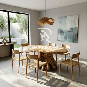 Dining <b>table</b> set with teak root <b>legs</b> and solid top combined with chairs for dining room, hotel, villa, restaurant - Product Image 3