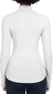 Chaqueta Deportiva de Mujer, Blanca, Manga Larga, Cuello Alto con Cierre, Transpirable, Poliéster, Color Sólido, Corte Ajustado, para Todas las Temporadas, con Bolsillos - Product Image 2