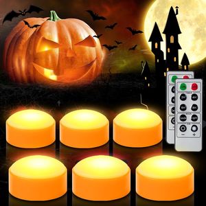 CANDLE IDEA - Juego de 6 Velas LED con Forma de Calabaza de Halloween, con Control Remoto, Temporizador, Luces Brillantes Intermitentes, Funcionan con Pilas, Velas sin Llama - Product Image 1