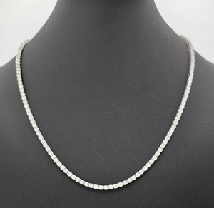 Classic Round Moissanite Necklace 925 Silver Rhodium Plated Channel Setting <b>Box</b> Chain Unisex Everyday Wear - Product Image 4