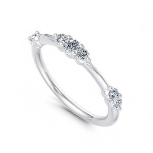 Bague de mariage minimaliste en or avec cluster de diamants de laboratoire ronds, bague empilable pour anniversaire, pour femme - Product Image 3
