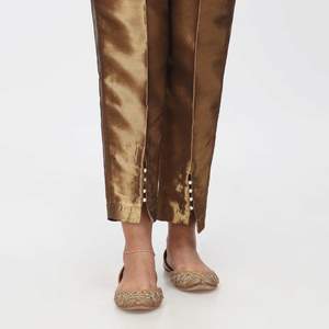 Pantalons et pantalons en tissu teinté cuivre PS4533 coupe ajustée pour femme - Product Image 3