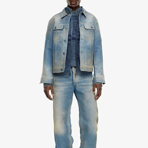 High Quality Oversized Fashion Casual Jeans Denim <b>Jackets</b> <b>Men</b> Clothing Plain Dyed Denim Jeans <b>Jackets</b> Made In Pakistan - Product Image 2