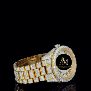 Reloj de Pulsera de Cuarzo con Incrustaciones de Moissanita, Esfera Redonda con Números Romanos, Correa de Acero Inoxidable, Lujo a un Precio Muy Económico - Product Image 2