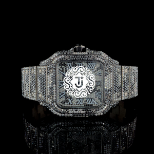 Reloj de Lujo con Diamantes Moissanite de Primera Calidad, Caja Cuadrada, Esfera con Números Romanos para Hombre, Disponible para Exportación desde India - Product Image 1