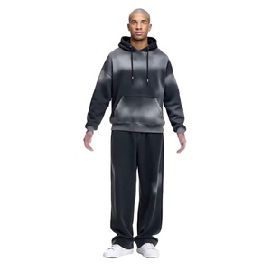 Premium Quality Men Acid Wash Tracksuits Breathable 100% Cotton fleece Winter Season Solid Pattern Pullover <b>Hoodie</b> Sweatpants - Product Image 1