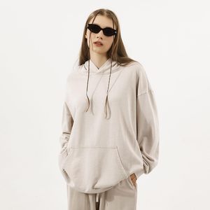 Hoodie Oversize Vintage Délavé à l'Acide en Coton Lourd 420 g/m² de Haute Qualité, Épaules Tombantes, Sans Cordon, en Molleton Bouclette - Product Image 3