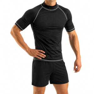 Black <b>Compression</b> <b>Men's</b> Sleeve <b>Compression</b> T <b>Shirt</b> Breathable Quick Dry Slim Fit Sports Top Workout Training Tee - Product Image 3