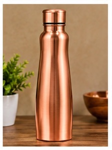 Aesthetic Copper Water <b>Bottle</b> with Twisted Design Portable Drinkware for Travel Modern Style Metal <b>Flask</b> - Product Image 3