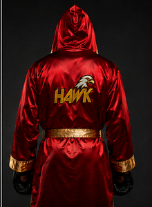 HAWK SPORTS INDUSTRIES Robe de boxe à capuche rouge en polyester durable pour l'entraînement aux arts martiaux toutes saisons - Product Image 3