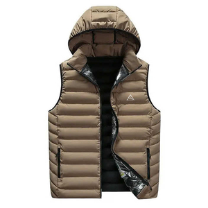 Gilet matelassé léger à capuche pour homme OEM, sans manches, avec poches zippées, séchage rapide, anti-UV, respirant, infroissable, 100 % polyester - Product Image 5