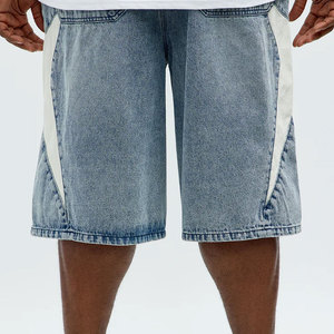 Shorts cargo en jean pour hommes, personnalisés, avec cordon de serrage, poches en maille, tricoté uni, délavé, style décontracté, fabriqués au Pakistan - Product Image 5