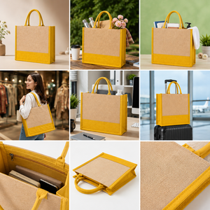 ถุงช้อปปิ้งจากปอกระเจาแบบรักษ์โลก ขนาดกลาง สีเหลือง พร้อมหูหิ้ว สำหรับใส่ของไปชายหาด ซูเปอร์มาร์เก็ต หรือของใช้ทั่วไป  สามารถสกรีนโลโก้ได้ พร้อมสายสะพายยาว - Product Image 3
