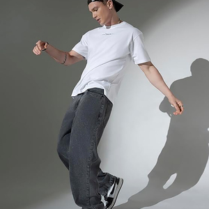 Pantalones Vaqueros con Logotipo Bordado Personalizado, Estilo Urbano, Vintage, Holgados, Rectos, con Bolsillos, Anchos, para Hombre - Product Image 2