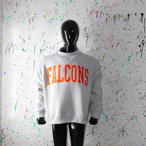 Sudadera FALCONS HEATHER GREY con cuello alto, 100% algodón, con apliques bordados en color NARANJA, cuello ancho, URBAN PRODUCTIONS - Product Image 6