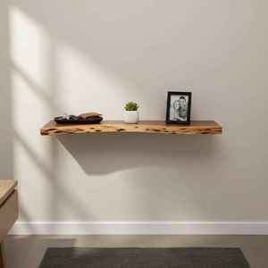 Modern Chunky Wooden Floating <b>Shelf</b> Elegant <b>Wall</b> <b>Mount</b> Solid Timber Storage Ledge Display Rack Pair for Minimalist Decor - Product Image 2