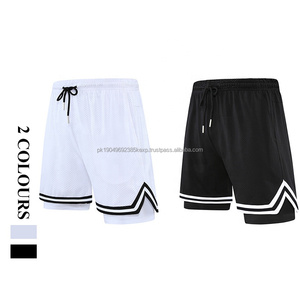 Pantalones cortos deportivos de dos capas de secado rápido de alta calidad para hombre, transpirables, 2 en 1, malla, entrenamiento de baloncesto, Fitness, estampado sólido, Spandex - Product Image 2