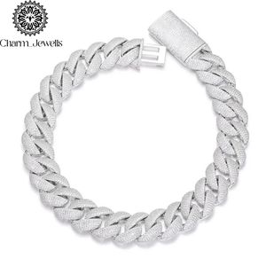 สร้อยคอคิวบันผู้ชาย Charm_Jewells เงินแท้ 925 ประดับเพชรโมอิสซาไนต์แบบไมโครเพฟ ชุบทอง 14K รับรองโดย IGI สไตล์ฮิปฮอป เหมาะสำหรับงานปาร์ตี้ - Product Image 1