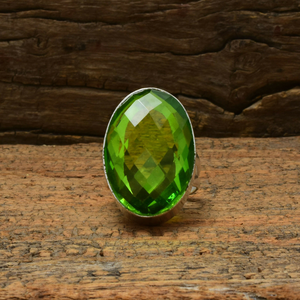<b>Peridot</b> Gemstone 925 Sterling Silver <b>Ring</b> Bezel Setting Handmade Natural <b>Peridot</b> Stone <b>Ring</b> For Her - Product Image 4