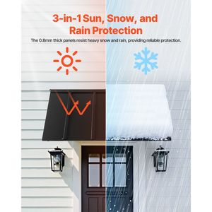 Tettoia in Metallo con Telaio Triangolare in Acciaio 56 X 24 Pollici, Stabile e Fissa, Protezione da Pioggia e Neve per Finestre e Porte - Product Image 2