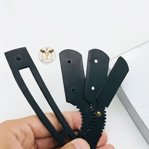 Navaja de Afeitar Profesional Plegable de Acero Inoxidable Negro, Navaja de Afeitar para Barbería, Fabricante OEM ODM con Logotipo Personalizado QORVEX - Product Image 5