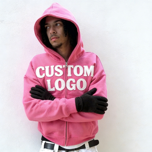 Nouveauté 2026 – Sweat à capuche polaire vintage rose vif tendance pour homme, écologique, avec logo personnalisé et sérigraphie en strass, coupe classique - Product Image 5