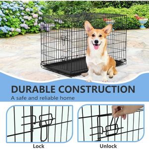 Jaula Metálica Plegable de Doble Puerta para Perros de 30 Pulgadas con Bandeja Extraíble y Panel Divisor - Product Image 3