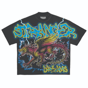 T-shirt Streetwear Homme Oversize en Coton 100% Imprimé OEM Effet Délavé Vintage Tan Coupe Ample Respirant Anti-Plis Séchage Rapide - Product Image 1