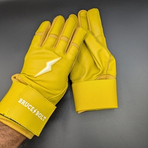 Blue Leather Batting <b>Gloves</b> With Hook And Loop Closure For Training Unisex Adult Ambidextrous Durable - Product Image 5