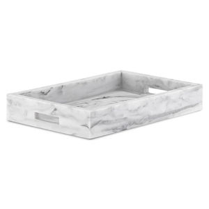 Plateau de service rectangulaire en marbre blanc naturel luxueux, fait main, moderne, décoratif pour mariage, pour comptoir de salle de bain - Product Image 2