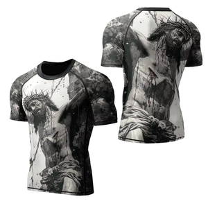 T-shirts de sport à manches courtes en polyester à séchage rapide, personnalisables par sublimation, pour compression et protection anti-UV (OEM) - Product Image 1