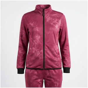 Women's <b>Pink</b> Full Zip Fleece <b>Tracksuit</b> Set With Side Pockets Stand Collar Casual Autumn Wear - Product Image 1