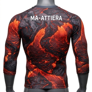 <b>Men</b> Long Sleeve Compression Shirt Black Lava Print Gym Fitness Running Sportswear Performance Athletic <b>Base</b> <b>Layer</b> - Product Image 4