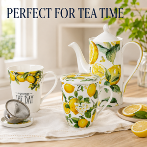 Tazza da Tè in Ceramica con Design Personalizzato al Limone, Infusore e Filtro in Acciaio Inox, Tazze Premium con Filtro per Tè - Product Image 5