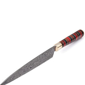 Couteau de chef moderne personnalisé fait main Burraq, lame en acier Damas de 7 pouces, épaisseur 3,0 mm, manche en bois, étui en cuir - Product Image 6