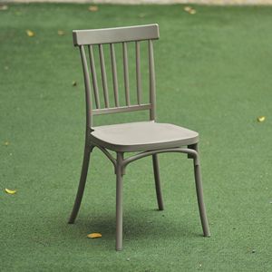 Classic Ash Gray Windsor <b>Dining</b> <b>Chair</b> with Slat Back | Stackable Polypropylene Cafe <b>Chair</b> for Commercial Nordic Restaurant - Product Image 3
