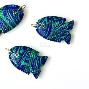 Pendentif Poisson en Azurite Malachite AAA, Collier en Argent 925 Fait Main avec Pierre Précieuse, Breloque Cristal de Guérison Sculptée à la Main, Luxe, Vente en Gros - Product Image 5